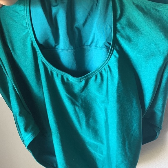 FOREVER 21 Plus Size Emerald Green Cris-Cross Back One- Piece Swimsuit - Picture 6 of 7